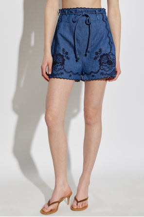 Zimmermann Denim shorts with an openwork pattern