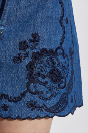 Zimmermann Denim shorts with an openwork pattern