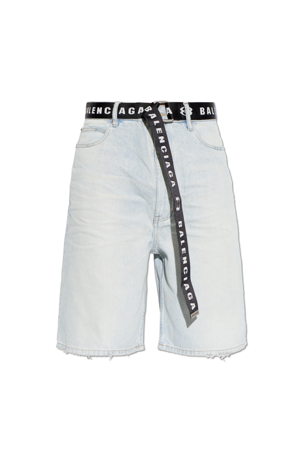 Denim shorts with a belt od Balenciaga