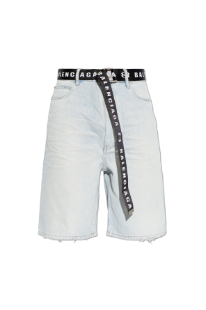 Denim shorts with a belt od Balenciaga