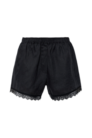 Linen shorts with lace trim