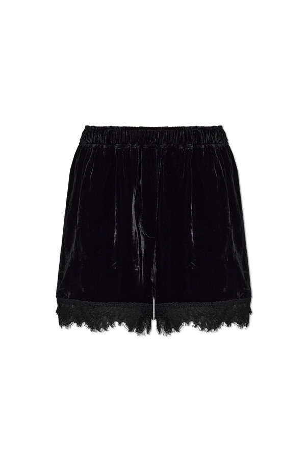 Velvet Shorts with Lace Trim od Ganni
