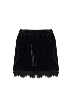 Shorts de terciopelo con acabado de encaje