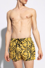 Versace YELLOW Barocco-printed swim shorts