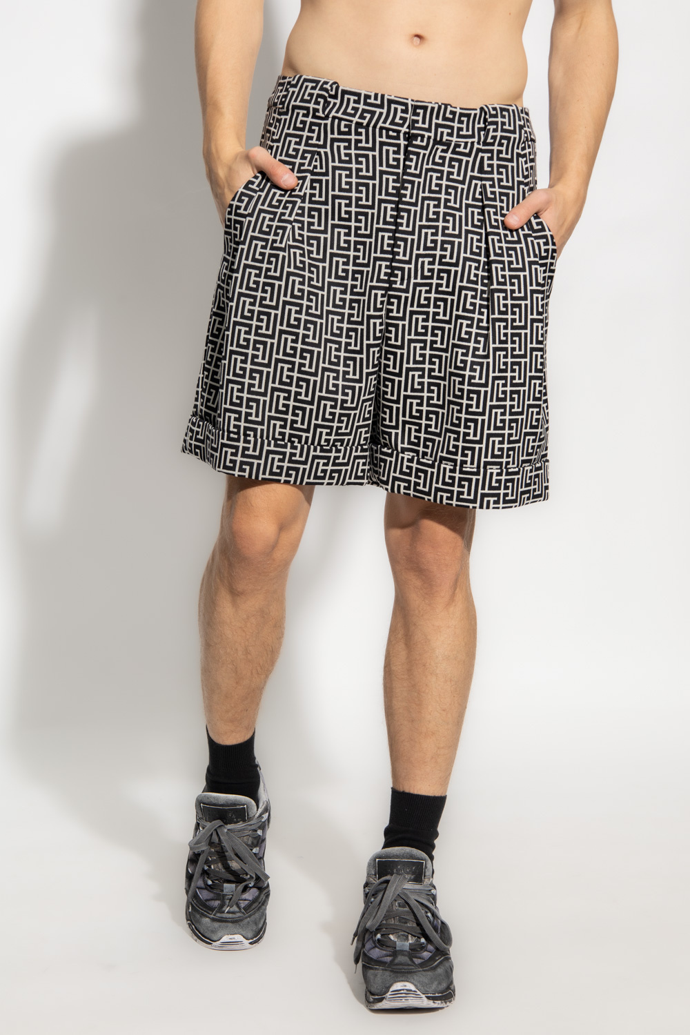 balmain layered Shorts with monogram