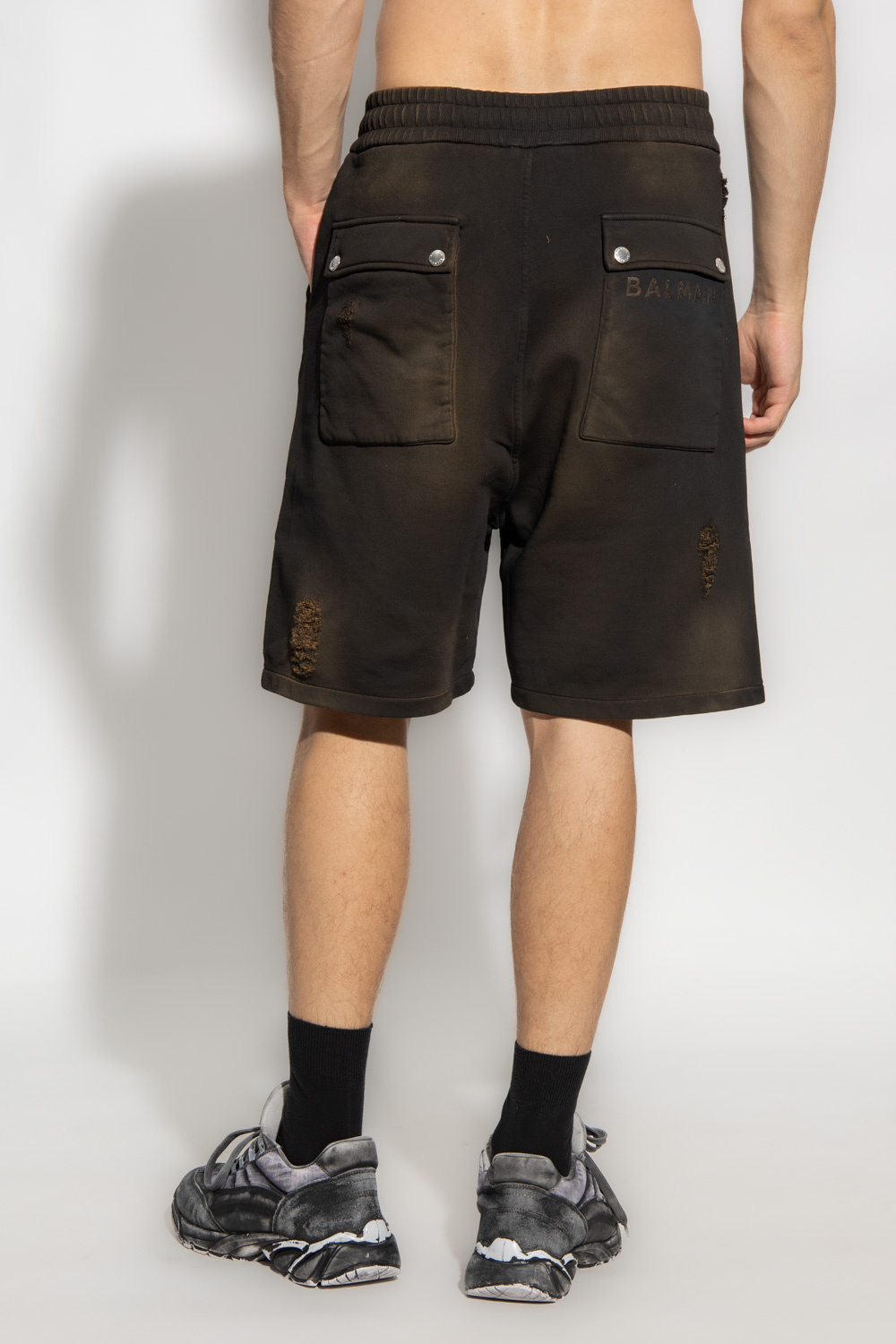 balmain MONOGRAMMED Shorts with vintage effect