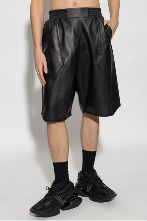balmain square-frame Leather shorts