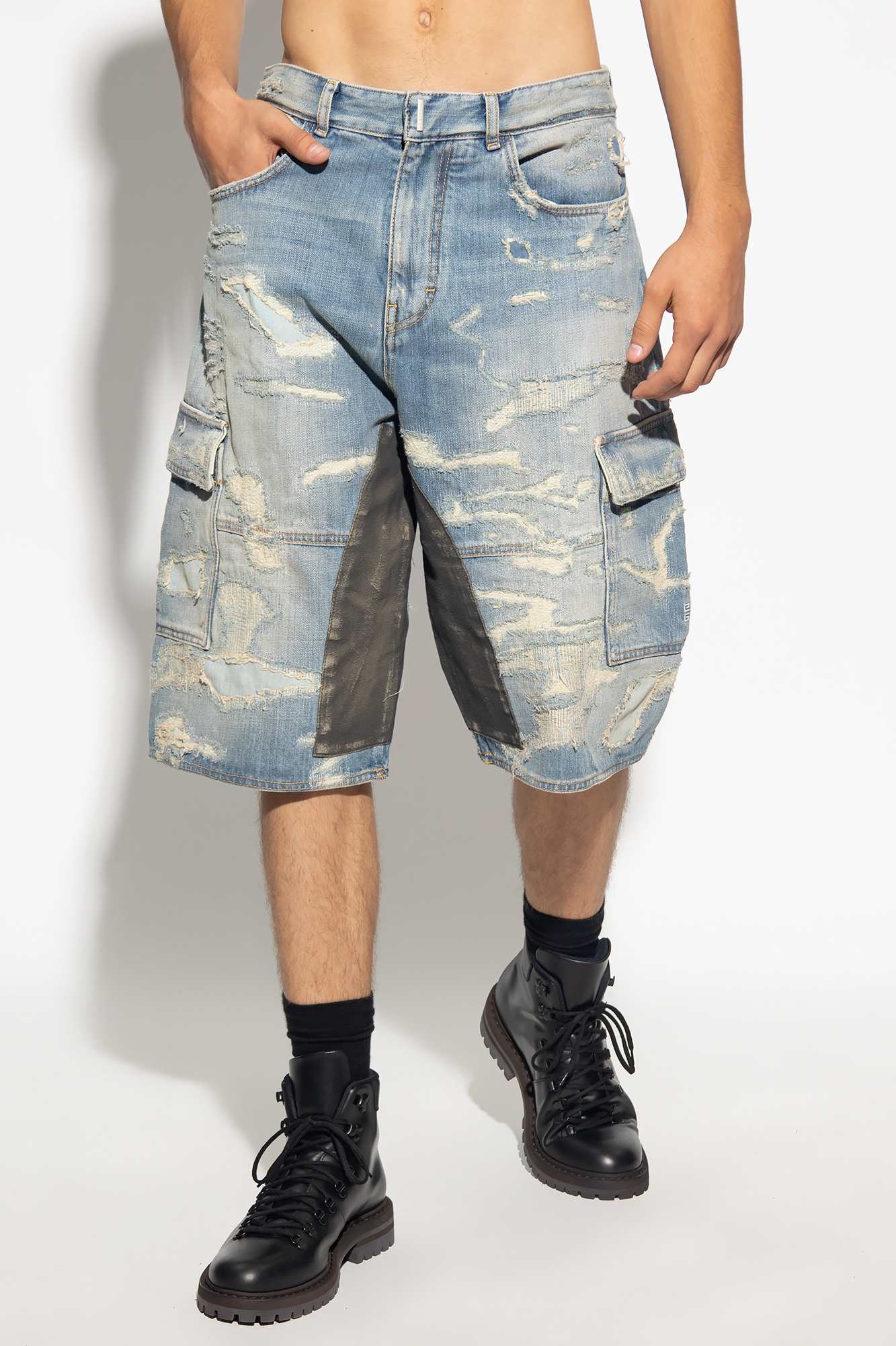 givenchy spray Denim shorts with vintage effect