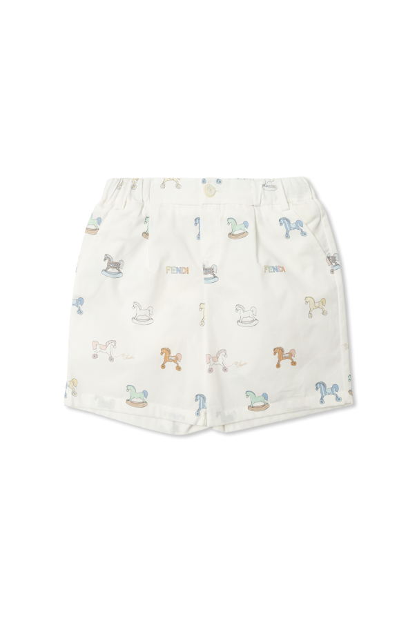 Cotton shorts with print od Fendi Kids