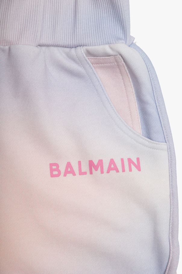 Balmain metallic Kids Balmain metallic monogram-print velvet sweatshirt