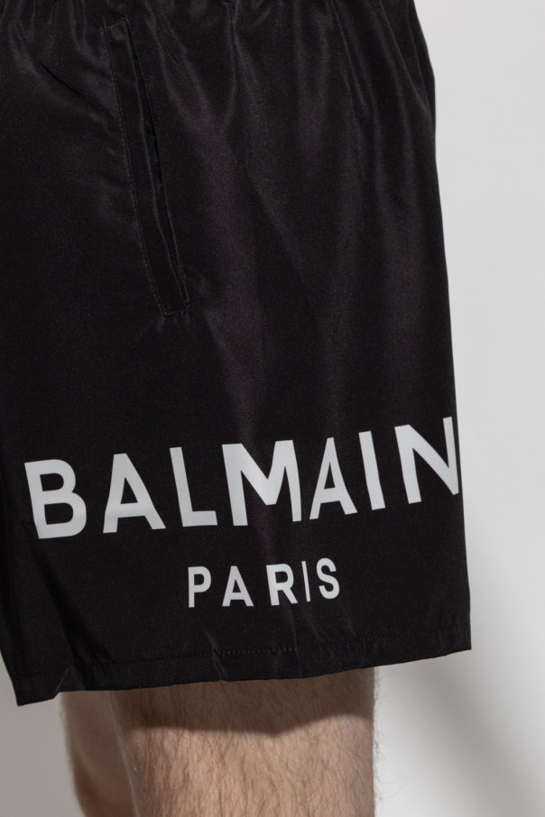 Balmain Balmain monogram-detail striped shirt Black