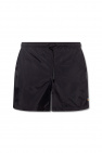 pleat-detail belted knee-length shorts square-neck Nero