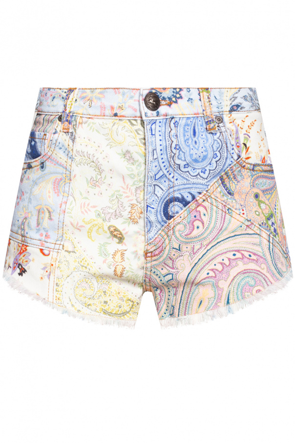 Etro Printed denim shorts