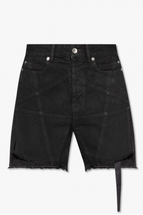 High-rise shorts od zip-front leather jacket Bianco