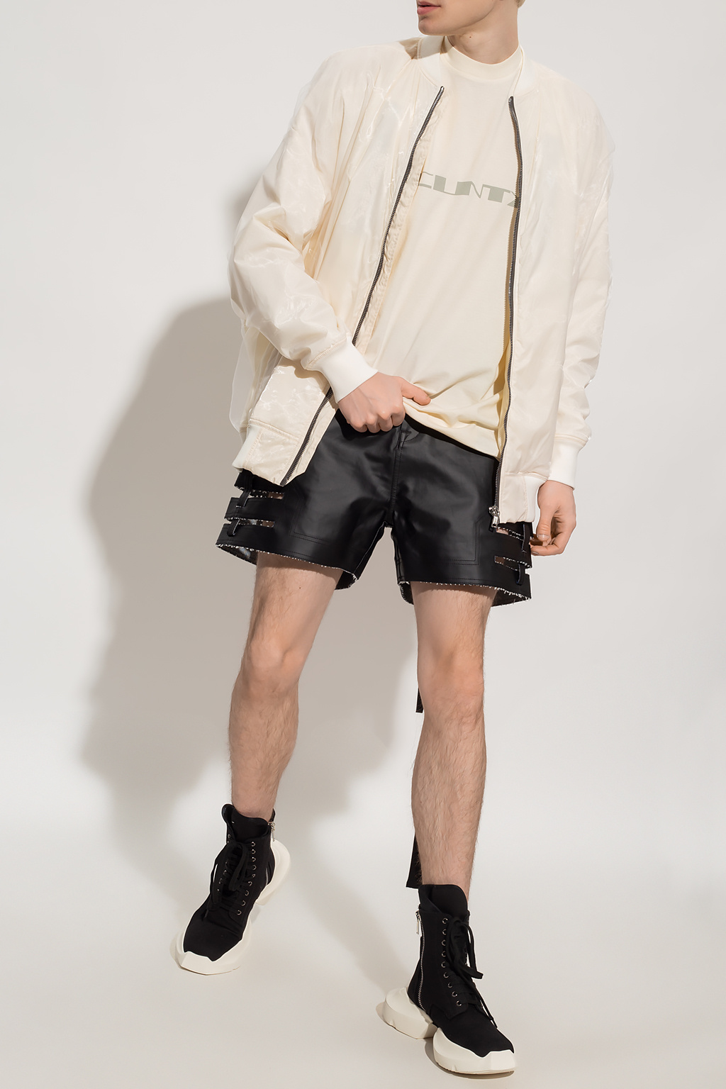 Rick Owens DRKSHDW piped Bermuda shorts Bianco