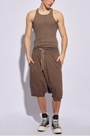 ‘tommy’ shorts with pockets od rib-knit henley T-shirt Grau