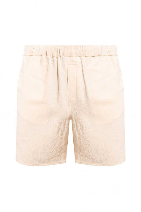 piped-trim detail shorts Pink ribbed panel jeans