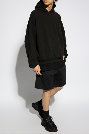 Cotton shorts od logo-print pocket-sleeve sweatshirt
