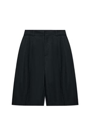 Wool pleated shorts