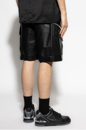 Balmain Pantalones cortos de cuero tipo "cargo"