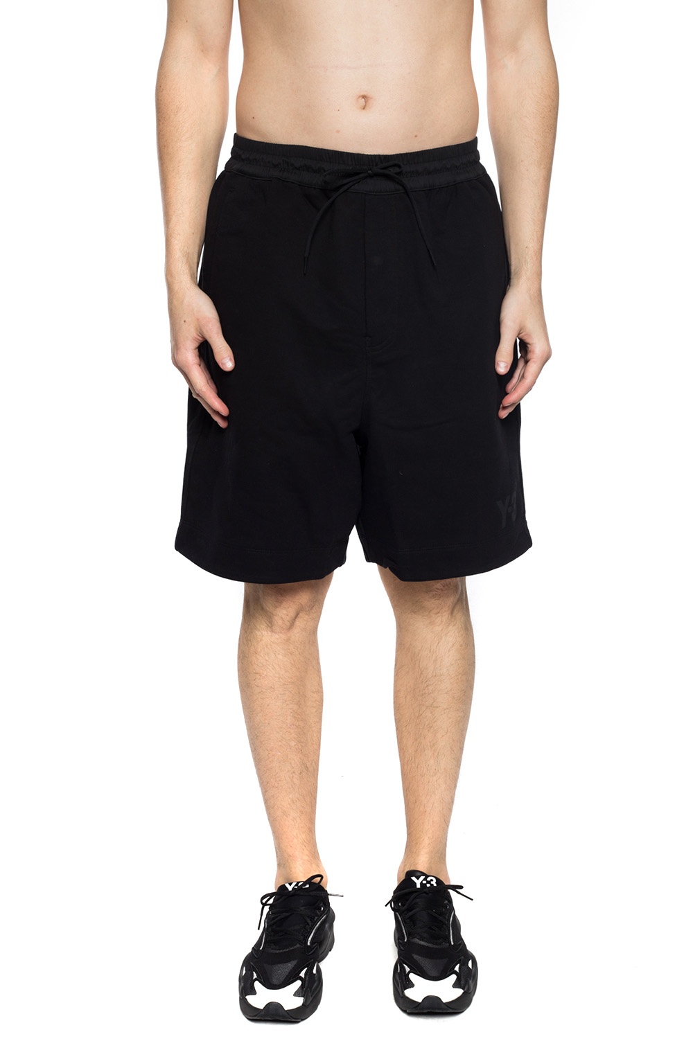 Men's Y-3 Logo Classique Fermeture Éclair Shorts De Bain en Noir