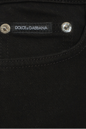 Dolce & Gabbana cable-knit scarf Black High-rise denim shorts