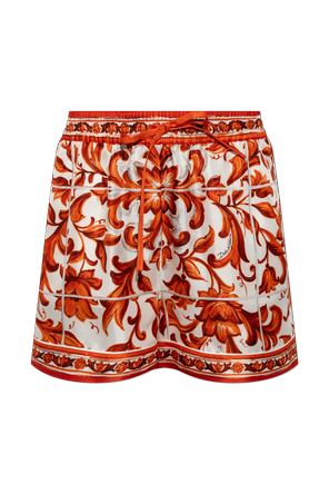 Silk shorts with ‘Majolica’ print