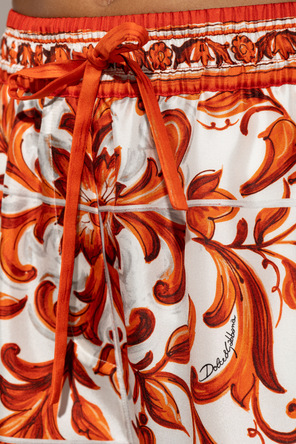 Dolce & Gabbana Silk shorts with ‘Majolica’ print