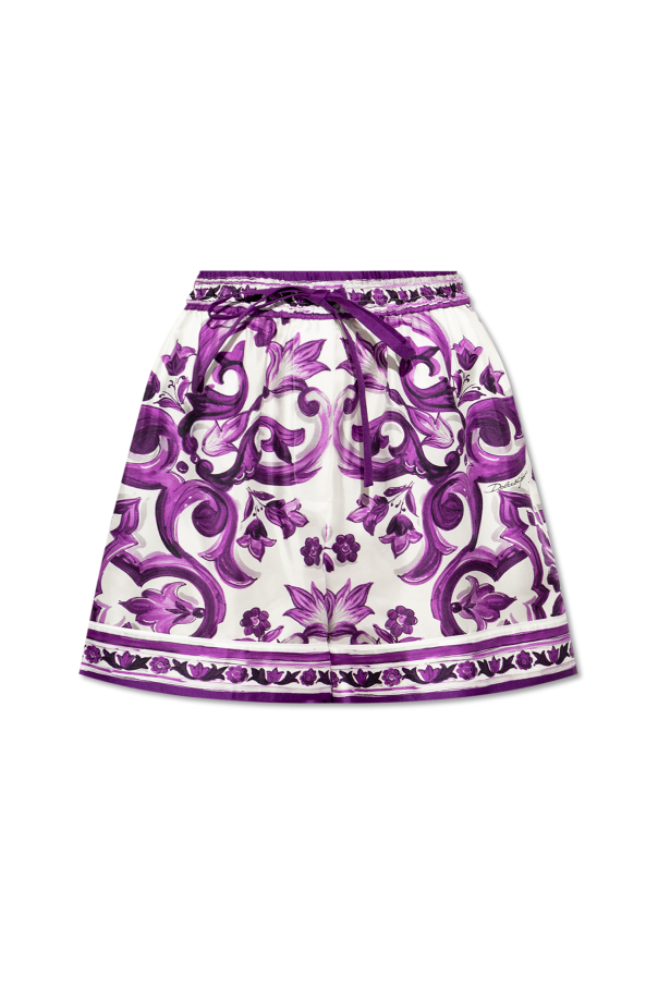 Silk shorts with "Majolica" print od Dolce & Gabbana