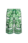 Dolce & Gabbana GREEN Shorts with 'Majolica' Print