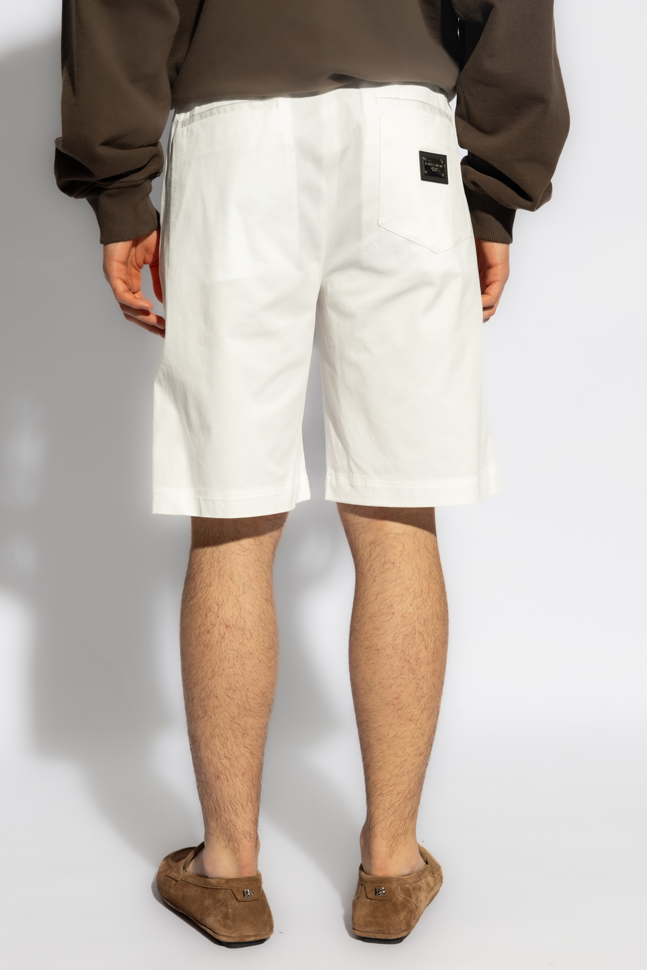 Dolce & Gabbana Plain Quilted Windbreaker Shorts with logo