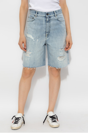 Golden Goose Denim shorts with vintage effect