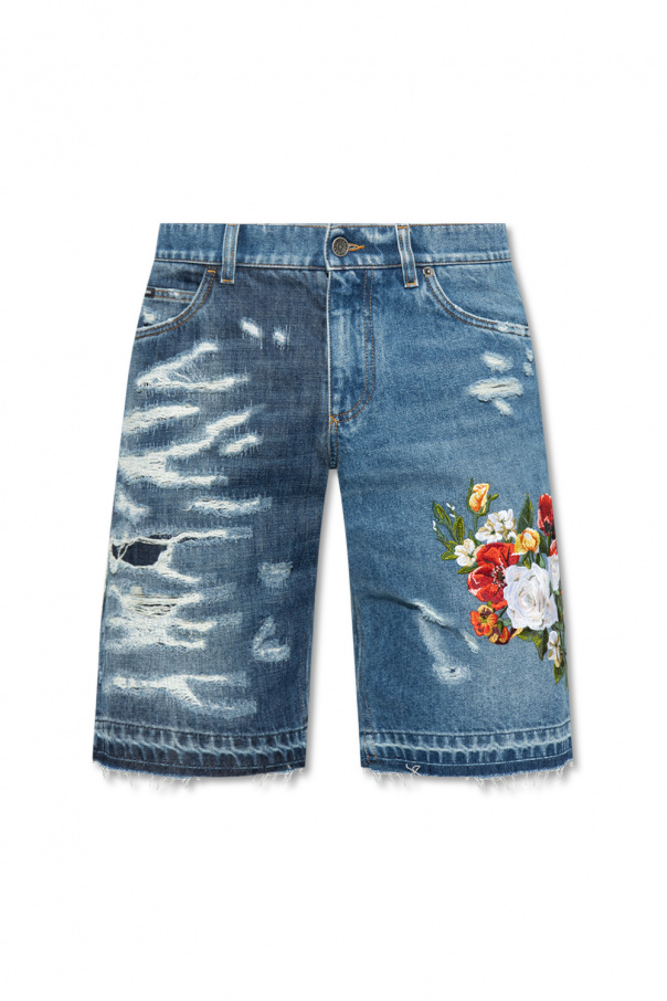 Dolce & Gabbana floral-print denim shorts dolce & gabbana blue geometric suit