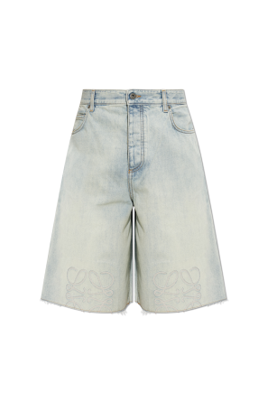 Raw-hem denim shorts