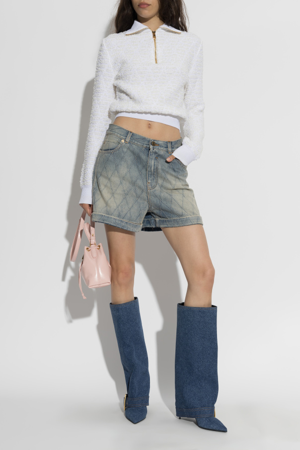 Balmain Jeansowe szorty z efektem `vintage`