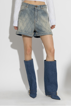 Balmain Jeansowe szorty z efektem `vintage`