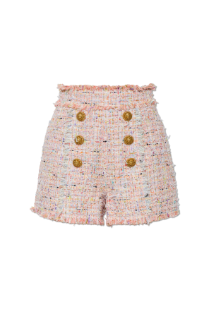 Tweed shorts with decorative buttons