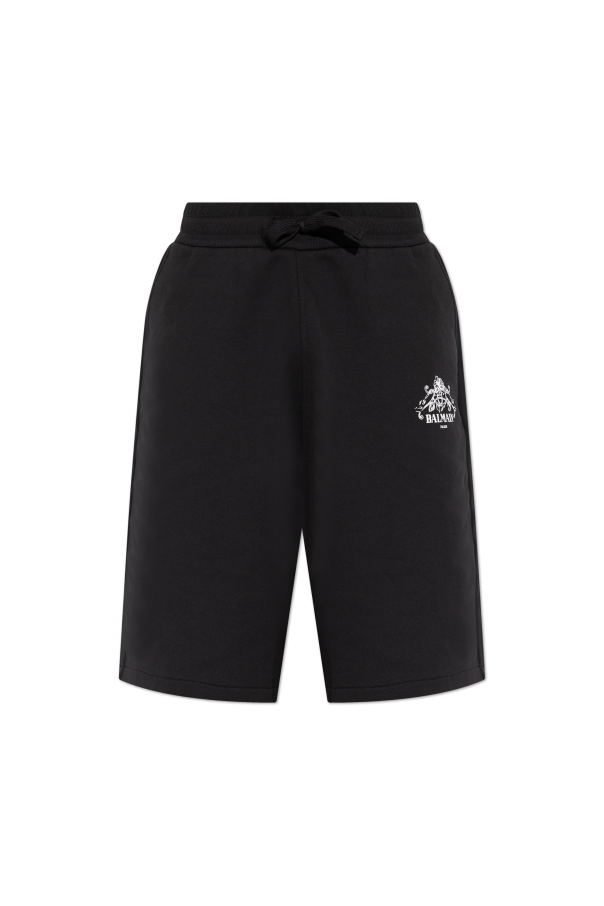 Cotton shorts with printed logo od Balmain