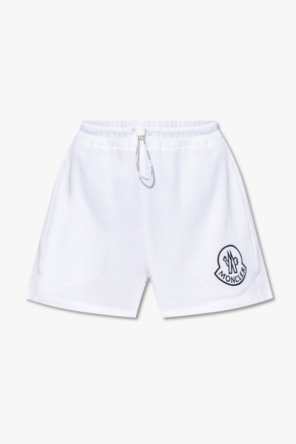 Moncler white mid-rise mini tessuto shorts