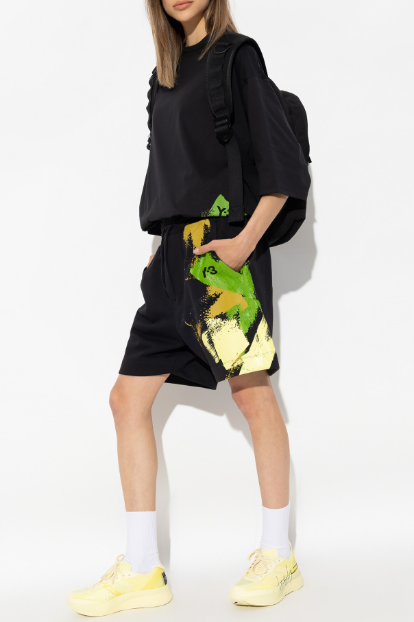 graphic-print long-sleeve dress Verde Svarta shorts with logo