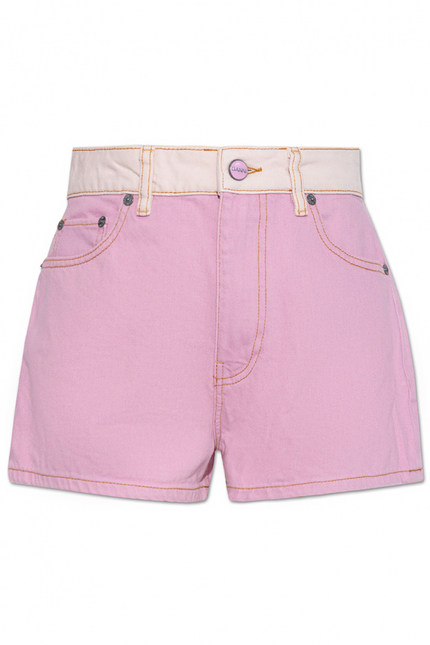 Ganni High-waisted denim Herrera shorts