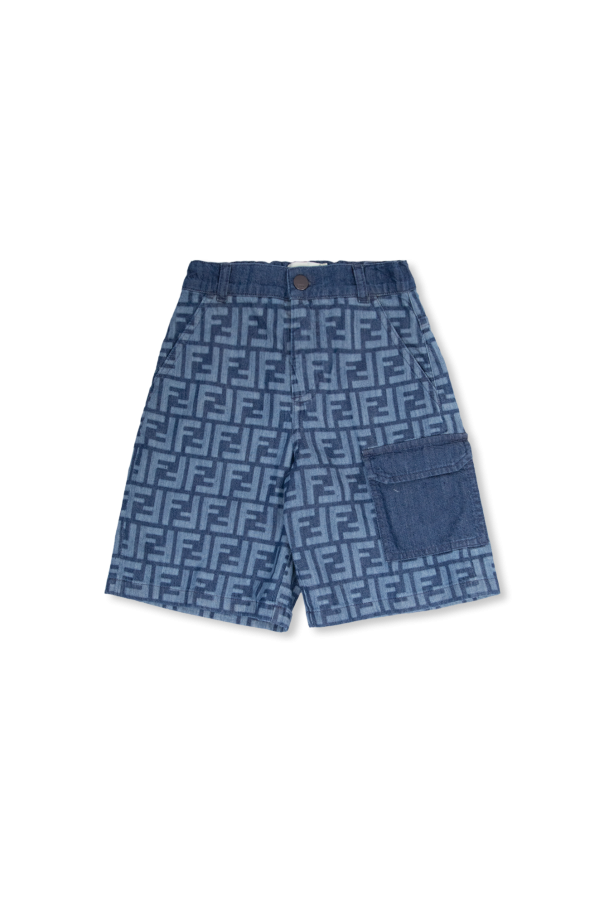 Monogrammed denim shorts od Fendi Kids