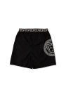 slogan-print elasticated waistband shorts