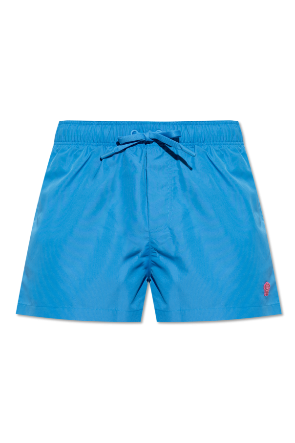 Swim shorts with a patch od Versace