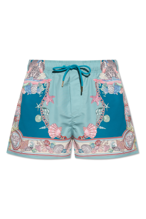 Swim shorts with `Coral Theatre` print