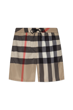 Checked pattern swim shorts