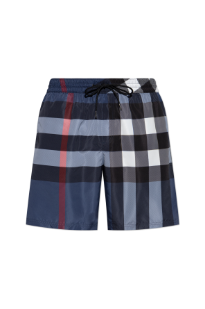 Checked pattern swim shorts
