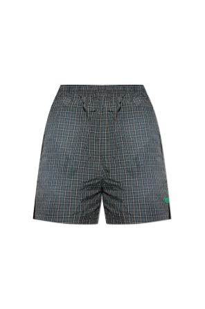 Checked-pattern swim trunks