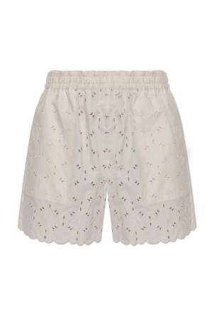 Shorts with lace cutouts
