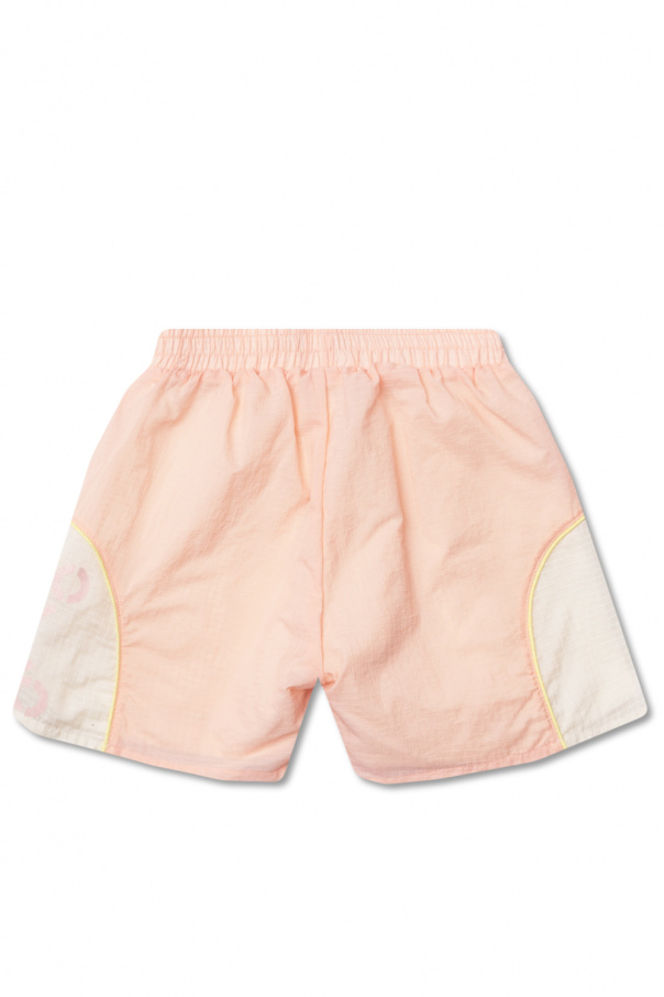 Kenzo Kids Fiorucci colour-block logo-print shorts